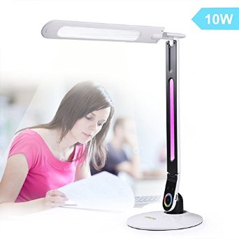 Ledgle LED Desk Lamp RGB Night Light Table Lamps(Eye-Care, Touch-Sensitive Control, One Mode with 3-Level Brightness, 5V/0.5A USB Charging Port) - White