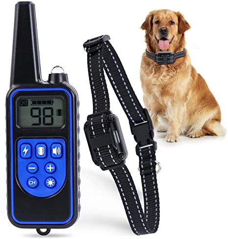 Shock Collars for Dogs with Remote,Rechargeable Shock Collars for Dogs with Remote,Bark Collar with Beep, Vibration, Shock LED Modes,Electronic Dog Training Collars for Large,Medium,Small Dogs