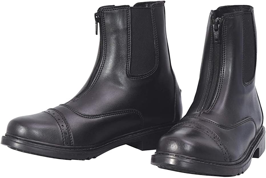 TuffRider Women's Starter Front Zip Paddock Boots, Black, 7.5 Wide