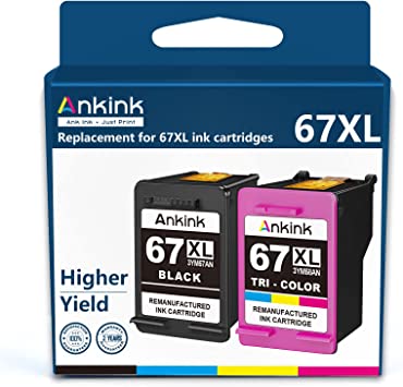 Ankink Remanufactured Ink Cartridge for HP 67XL 67 XL Black Color Combo for 2700 2700e 2752 2752e 2755 2755e 4100 4100e 4152e 4155 4155e 6000 6055e 6055 6400 6458 6452 6458e 6455 6455e Printer HP67