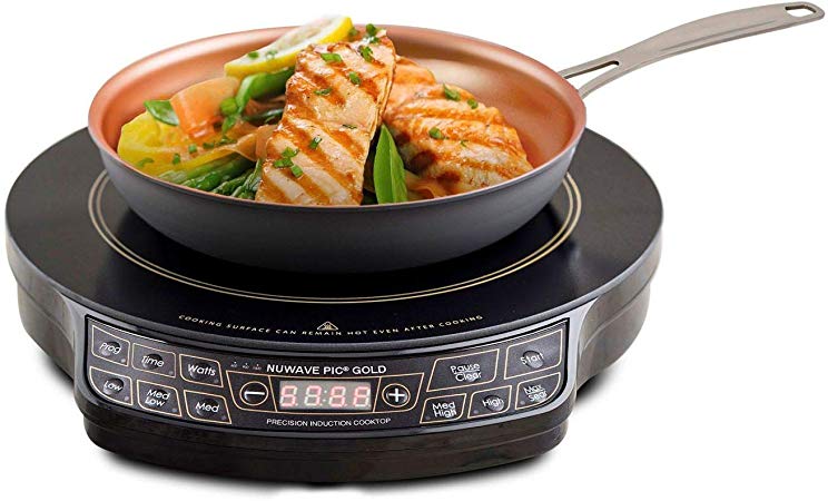 NuWave Precision Induction Cooktop Gold with 10.5 Inch Ceramic Fry Pan