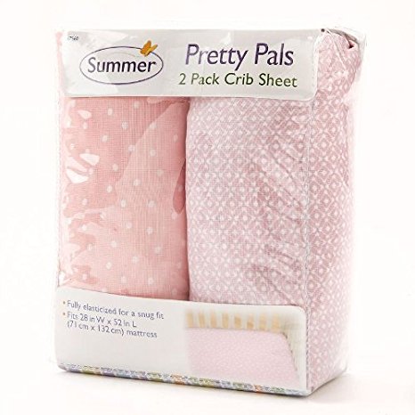 Summer Infant 2 count Printed Crib Sheet, Pretty Pals (Discontinued by Manufacturer)