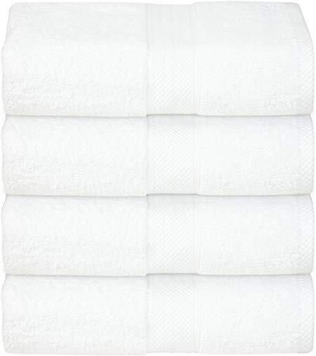 Glamburg 4-Pack Bath Towel Set 100% Combed Cotton 4 Bath Towels 27"x54" - 600 GSM Luxury Hotel Quality Ultra Soft Super Absorbent - White