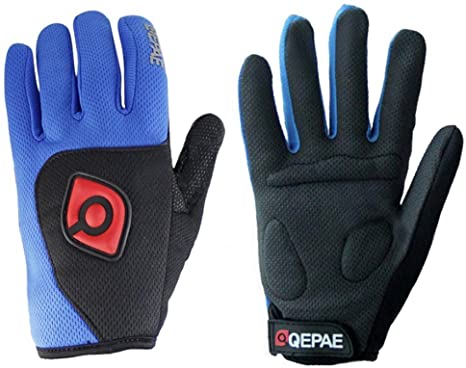 QEPAE Full Finger Non-Slip Gel Pad Gloves Men's Women's Sportswear Cycling Riding Gloves Breathable