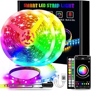 65.6ft LED Lights Room Decor, L8star 20m Led Lights Strip for Bedroom Decoration Smart Color Changing Rope Lights SMD 5050 RGB Light Strips with Bluetooth Controller Sync to Music Apply for TV, Party