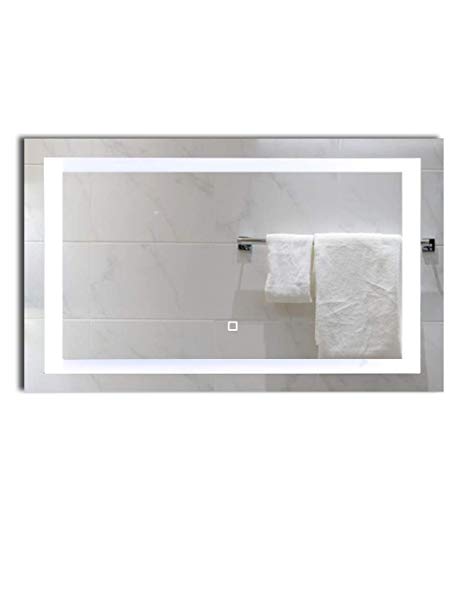 40x24 inch Dimmable LED Lighted Bathroom Wall Mounted Vanity Mirror | Dimmable Memory Touch Switch | 6500K High Lumen LED | True Color CRI&gt;90 | Vertical &Horizontal Installation