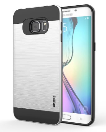 CellEve Anti-Scratch Armor Combo Shell Brushed Metal Cover for Galaxy S6 Edge - Silver