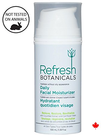 Refresh Botanicals Natural and Organic Daily Facial Moisturizer, Natural Skin Care with Organic Sweet Almond, Coconut, and Jojoba Oils & More. Best Facial Moisturizer for Sensitive, Oily and Dry Skin