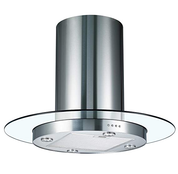 Cookology TUB900GL 90cm Round Glass & Stainless Steel Tubular Island Kitchen Extractor Fan/Chimney Cooker Hood