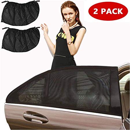 Kuyang Car Window Shade, 2 Pack (Large Size) Car Sun Shade for Car Window, Universal Breathable Mesh for Back Seat Windshield, Good for Kids, Passengers, Fit Most Models of Vehicle.