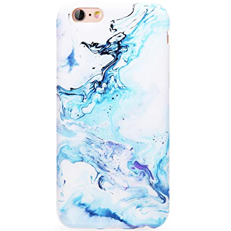 DICHEER iPhone 6 Case,iPhone 6s Case,Cute Blue White Marble Women Girls Slim Fit Thin Clear Bumper Glossy TPU Soft Rubber Silicon Cover Best Protective Phone Case iPhone 6/iPhone 6s
