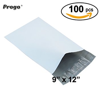 Progo 100 ct 9x12 Self-seal Poly Mailers. Tear-proof, Water-resistant and Postage-saving Lightweight Plastic Shipping Envelopes / Bags.