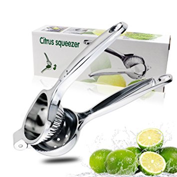 WisFox Manual Lemon Squeezer, Stainless Steel Lemon Press citrus press with High Strength, Hand Juicer lemon juicer squeezer with Heavy Duty Design, Anti-corrosive Dishwasher Safe – Silver