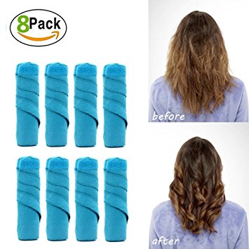 Professional 8 Packs Hair Curlers Sleep Hair Rollers Spiral Heat-free Nighttime Hair Curlers for Long, Thick or Curly Hair