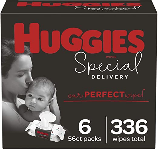 Huggies Special Delivery Hypoallergenic Baby Wipes, Unscented, 6 Flip-Top Packs (336 Wipes Total)