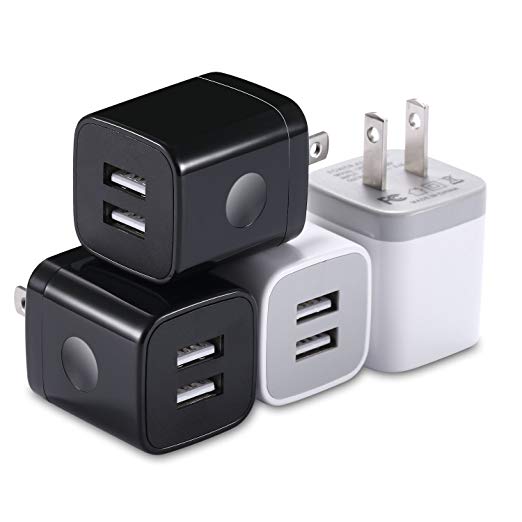 X-EDITION USB Wall Charger, 4-Pack 2.1A Dual Port USB Cube Power Adapter Wall Charger Plug Charging Block Cube Compatible with iPhone Xs Max/Xs/XR (2018)/X/8/7/6 Plus/5S, iPad, Samsung, Android Phone