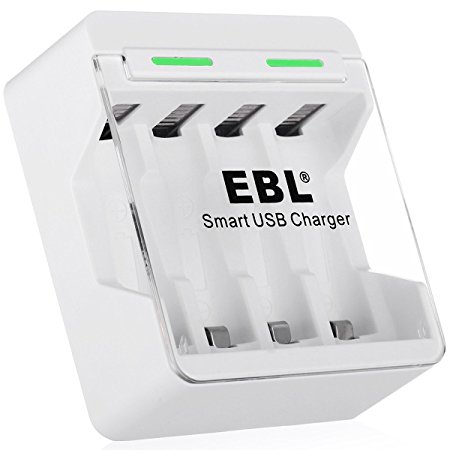 EBL Smart Individual USB Battery Charger for AA/AAA Ni-MH Ni-CD Rechargeable Batteries with USB Cable