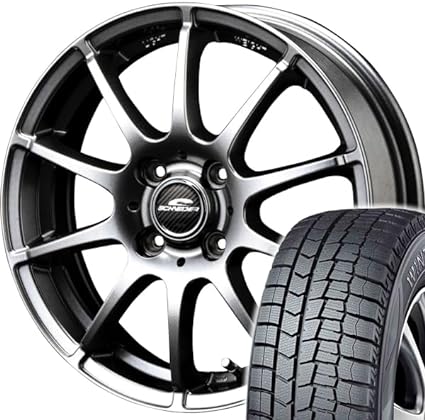 【適合車種:スズキ ソリオ(MA27S、37S)2020-】 DUNLOP WINTER MAXX WM02 165/65R15 81 スタッドレスタイヤ ホイールセット 4本セット アルミホイール:A-TECH シュナイダー スタッグ在庫_メタリックグレー 4.5-15 4/100 (15インチ スタッドレスタイヤホイールセット)