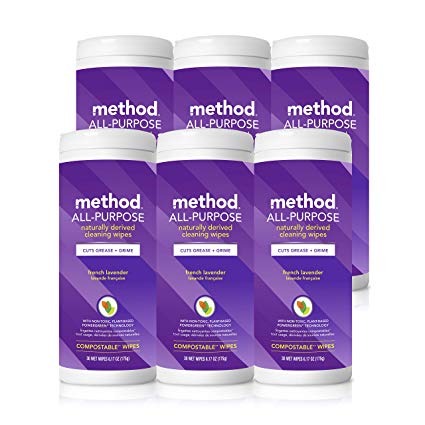 Method All-Purpose Cleaning Wipes, French Lavender, 6.1 Ounces, 6 Count