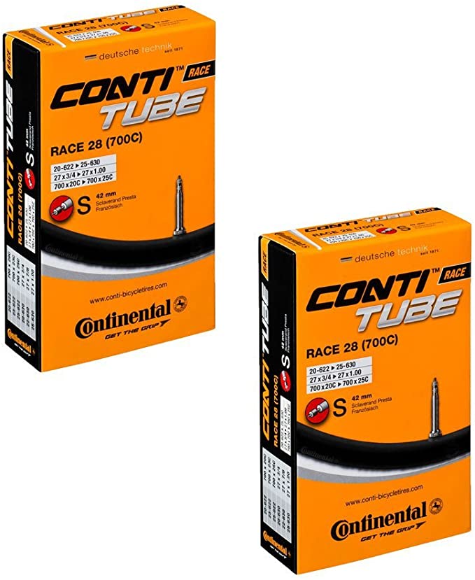 Continental 2 x Bike Inner Tube Race 28 700 20 25 Presta 42mm cycle valve