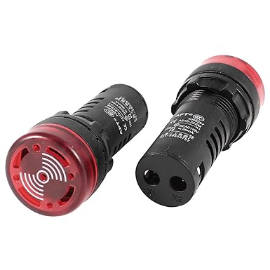 uxcell a14030300ux0160 Panel Mount ACDC 110V Red LED Buzzer Alarm Signal Indicator Light 2Pcs