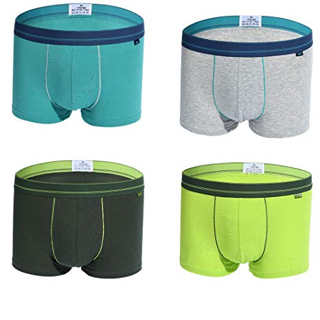DODOMIAN Boxer Brief 4-Pack for Men Comfort Cotton Elasic Boxers Underwear