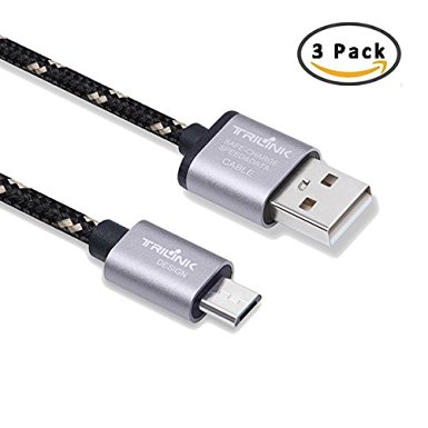 Micro USB Cable, TriLink 3-Pack(3.3ft,6.6ft) Comfortable Braided USB Cable, Durable & High Speed USB 2.0 A Male to Micro B Sync and Charging Cables(Grey)