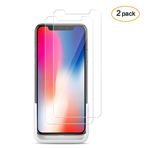 [2 Pack] DeFitch Screen Protector Compatible iPhone Xs & iPhone X,0.25mm iPhone Xs/X Tempered Glass Screen Protector with Advanced Clarity [3D Touch] Work with Most Case 99% Touch Accurate (Clear)
