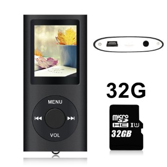 Tomameri Portable MP4 Player MP3 Player Video Player with Mini USB Port, Photo Viewer , E-Book Reader , Voice Recorder with 32 GB Micro SD Card---Black Color