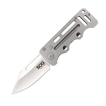 SOG CashCard Folding Knife EZ1-CP - Stainless Steel Handle, Money Clip, Satin Polished 2.75" Blade