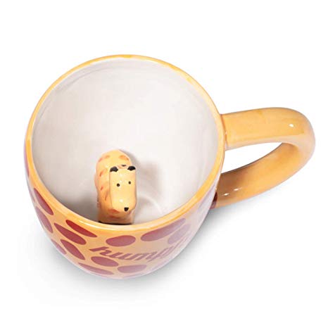 Ceramic Animal Giraffe Coffee Mug - humpf! Cute Cup with a Surprise Inside Giraffe Skin Print for Coffee, Tea and Beverages - Premium-Quality, Dishwasher Safe Materials - 10 oz by Goodscious