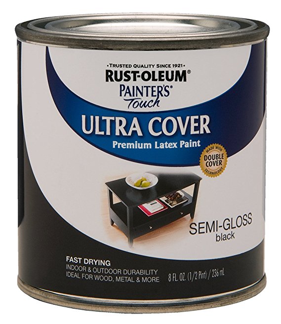 Rust-Oleum 1974730 Painters Touch Latex, Half Pint, Semi-Gloss Black