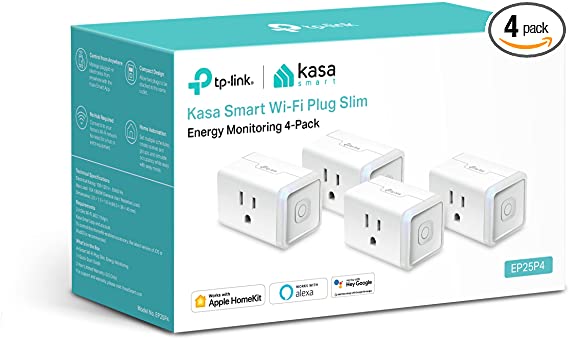 Kasa Smart Plug Mini 15A, Apple HomeKit Supported, Smart Outlet Works with Siri, Alexa & Google Home, No Hub Required, UL Certified, App Control, Scheduling, Timer, 2.4G WiFi Only, 4-Pack (EP25P4)