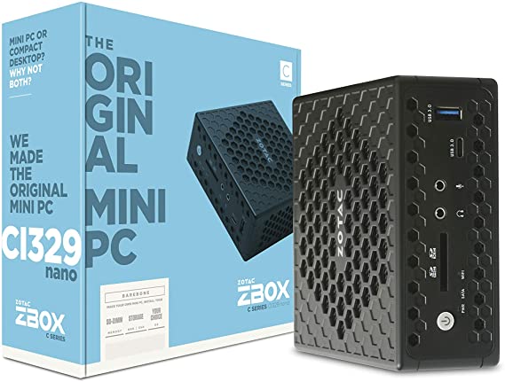 ZOTAC ZBOX CI329 Nano Silent Mini PC Intel N4100 CPU UHD Graphics 600 OS Barebones System (ZBOX-CI329NANO-U), No SSD, No RAM, No OS