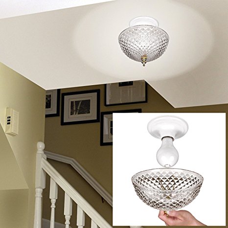 Clip-on Light Shade - Diamond Cut Acrylic Dome Lightbulb Fixture - 7 3/4"