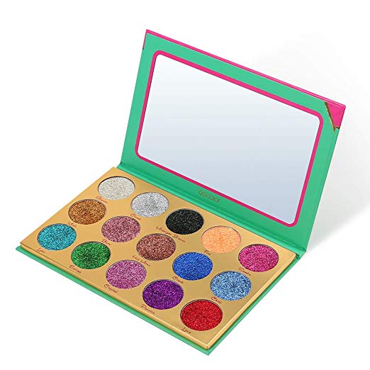 Glitter Eyeshadow Palette Docolor 15 Colors Heat Shimmer Makeup Palette Highly Pigmented Professional Natural Eye Shadow Powder Waterproof Long Lasting Cosmetic Eye Shadows