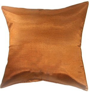Artiwa Throw Decorative Silk Pillow Cover for Couch Bed Sofa Solid Copper Brown 16x16 inch