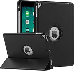 MoKo Case for iPad 6th / 5th Generation (2018 / 2017Model, 9.7 Inch) with Apple Pen Holder, Slim Hollow Logo Smart Cover for iPad 9.7 inch, Also Fit iPad Pro 9.7/Air 2/Air, Auto Wake/Sleep, Black