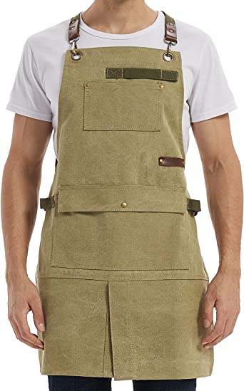 RIVECO Premium Edition Canvas Aprons for BBQ Grilling Gardening & Work Shop Men & Women Full Size…