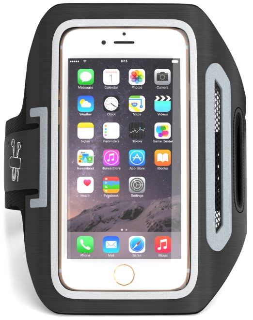 iPhone 66S PLUS SPORTS ARMBAND- Great for Cycling Running Workouts or any Fitness Activity  Sweat Proof - Build in Key  Id  Credit Cards - BlackFor Men and Women by DanForce
