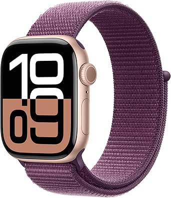 Apple Watch Series 10 [GPS   Cellular 42mm case] Smartwatch with Rose Gold Aluminium Case with Plum Sport Loop. Fitness Tracker, ECG App, Always-On Retina Display, Carbon Neutral