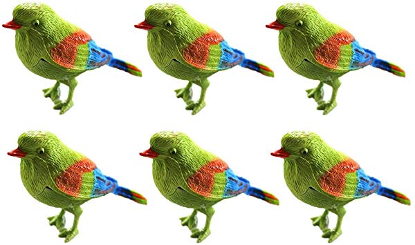 TOYMYTOY 6pcs Kid Toy Chirping Colorful Bird Sparrow Motion Sensor Christmas Ornament Real Singing Sounds Movement
