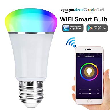 Smart WiFi Bulb,Weton Multicolored Smart LED Light Bulbs Work with Amazon Alexa Google Home, No Hub Required,Remote Control via Free App for iphone Android, Dimmable Night Light Sunrise Light