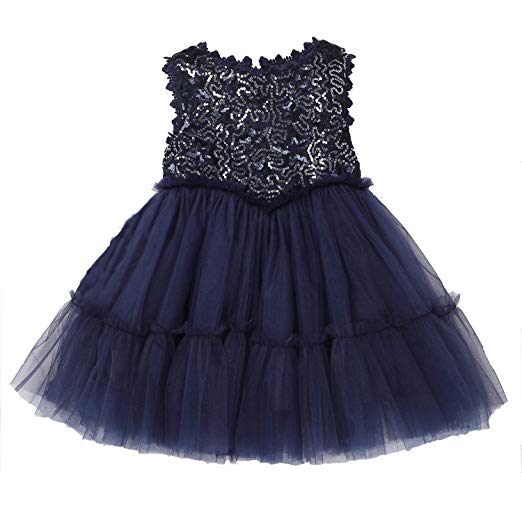 Flofallzique Flower Tutu Girls Dress Sequined Black Special Dress for Toddler Girls Princess Baby Girls Clothes