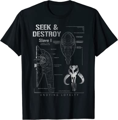 Star Wars Boba Slave I Ship Seek & Destroy Schematic T-Shirt