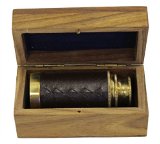 6 Handheld Brass Telescope with Wooden Box - Pirate Navigation