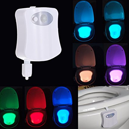 UPDATED 2017 Model 8 Color (RGB full spectrum) Motion Activated LED Toilet Night Light - LightBowl