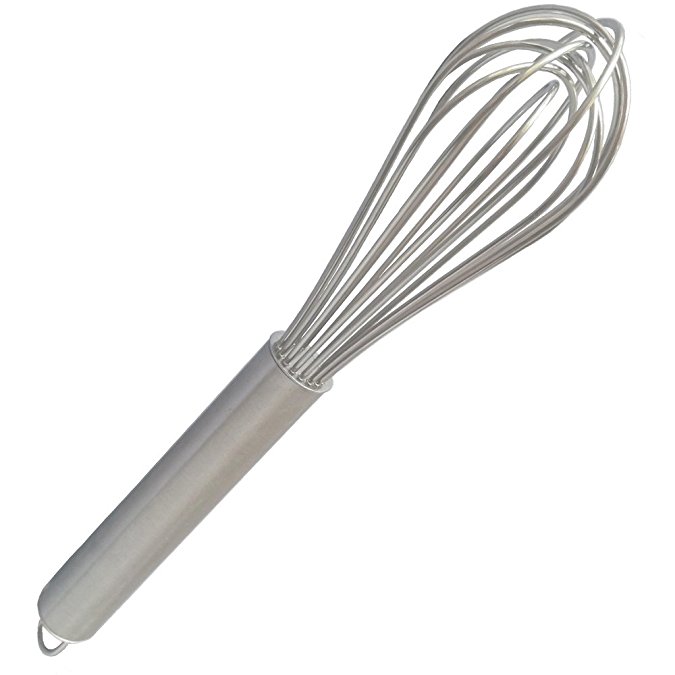 LESCA TEK Stainless Steel Wire Balloon Whisk- 8 Sturdy Wires, 10-inch Food Mixer Beater Heavy Duty Hanging Hook