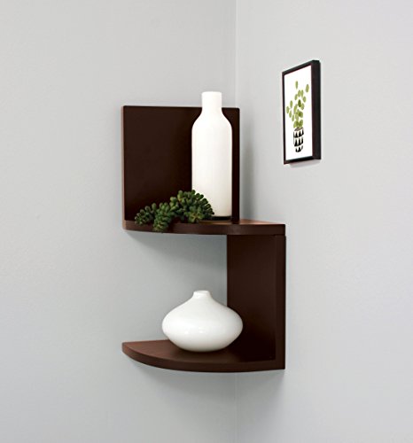 Kiera Grace Priva 2-Tier Corner Shelf, 7.75-Inch by 7.75-Inch Per Tier, Espresso