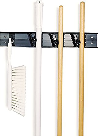 Carlisle 4073100 Roll 'N Grip Mop, Broom and Tool Holder / Storage System, 3 Positions   1 Hook